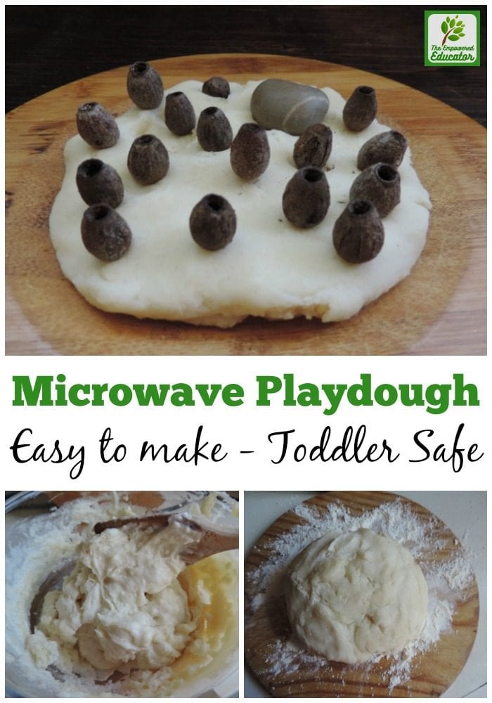 Easy microwave playdough recipe to make at home - safe for baby and toddler play!