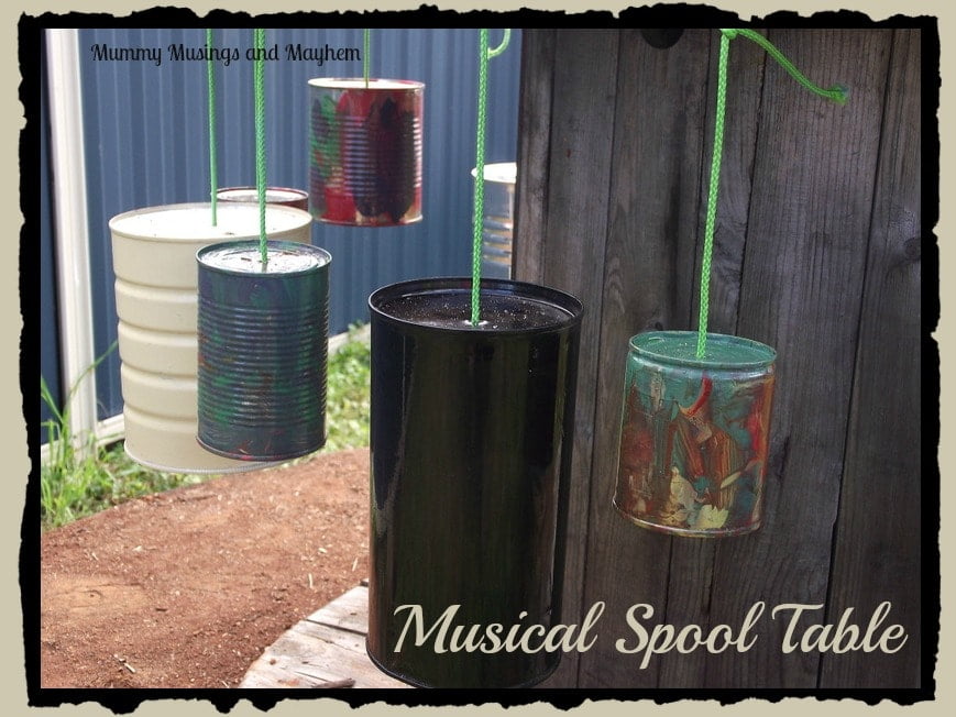Recycled Tin Musical Spool Table - Mummy Musings and Mayhem
