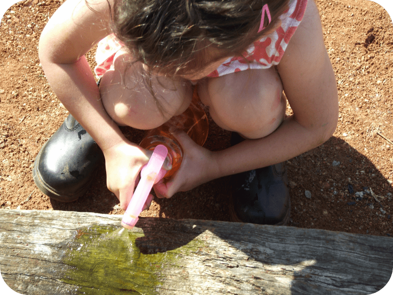 Spray Bottle painting on wood...Exploring creativity outdoors - Mummy Musings and Mayhem
