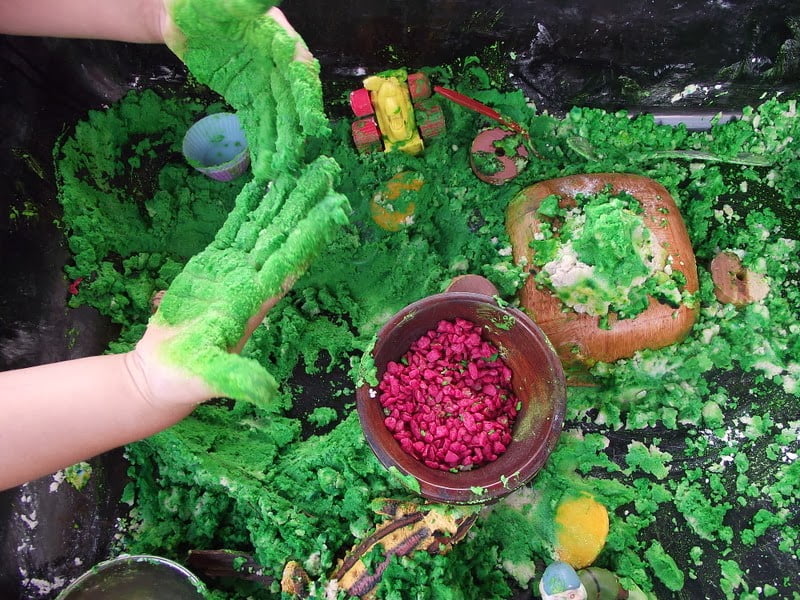 Follow this easy recipe to save money and make your own moon sand for sensory play!