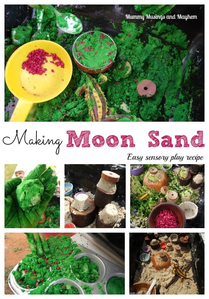 Follow this easy recipe to save money and make your own moon sand for sensory play!