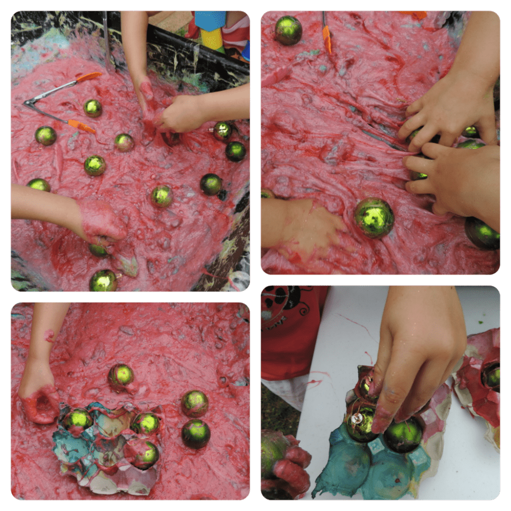 Fine motor and sensory fun with Christmas slime and baubles - an easy activity to set up for babies, toddlers and preschoolers! Make your own with this recipe!