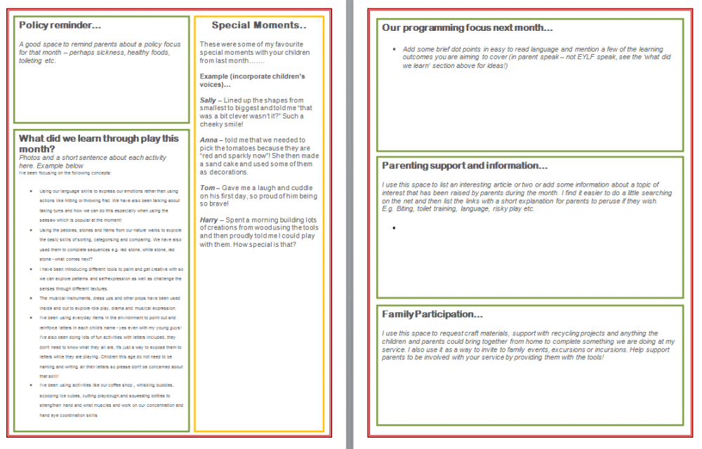 Tips for how to write effective and interesting newsletters for parents using early childhood services - Includes free templates. Find out more at The Empowered Educator
