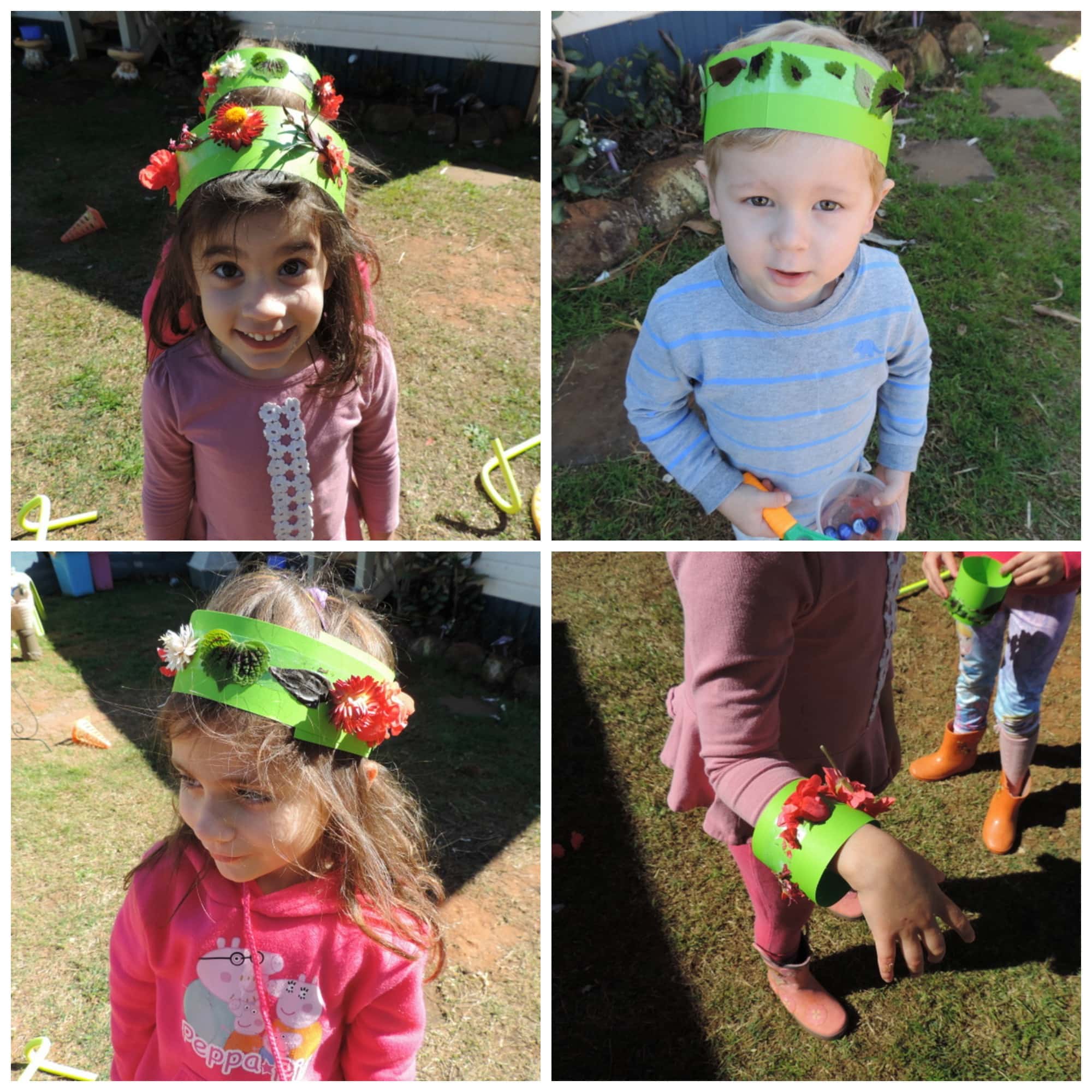 Crowns from Nature - an easy sensory activity that is also mess free! A wonderful way to incorporate natural materials into play and learning! See more at Mummy Musings and Mayhem.
