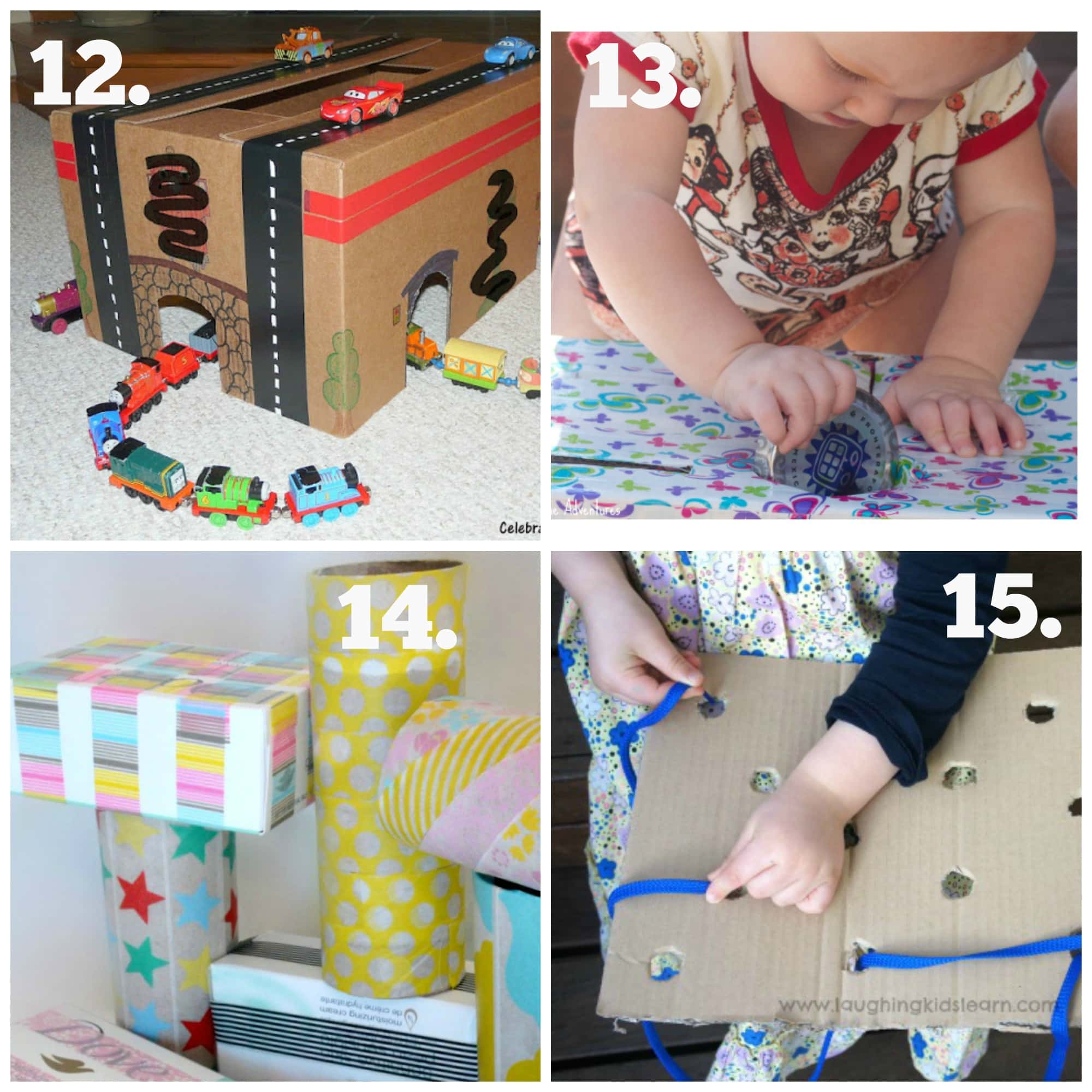 30 easy ideas to make your own baby and toddler toys using recycled materials from around the home. #3 in the Mummy Musings and Mayhem Recycled Play Series!