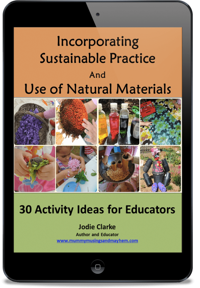 E-book with activity ideas for children incorporating natural and recycled materials available now for parents and teachers.