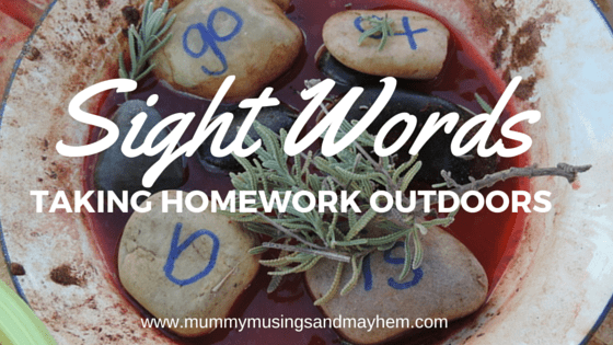 Sight Words homework for children can be boring - incorporate some play based learning and fun by taking homework outside with these easy ideas!