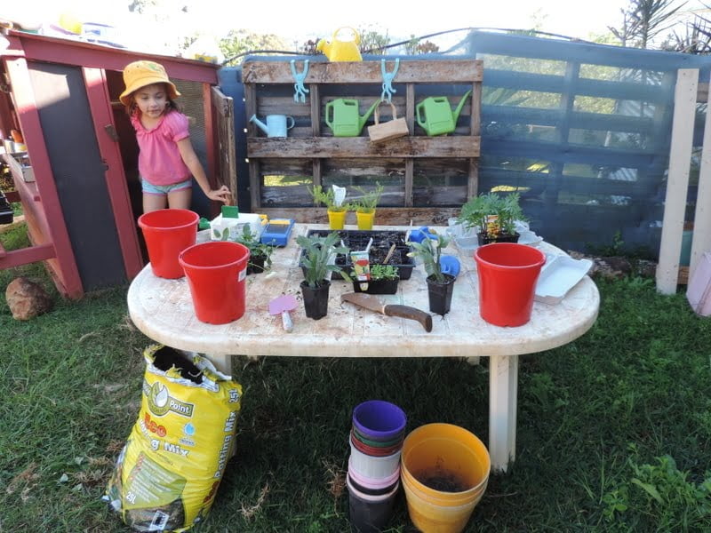 Set up this easy garden shop role play activity for children and watch them develop a love for gardening and outdoor play. Simple play based learning concepts for home educators, parents and early years teachers!