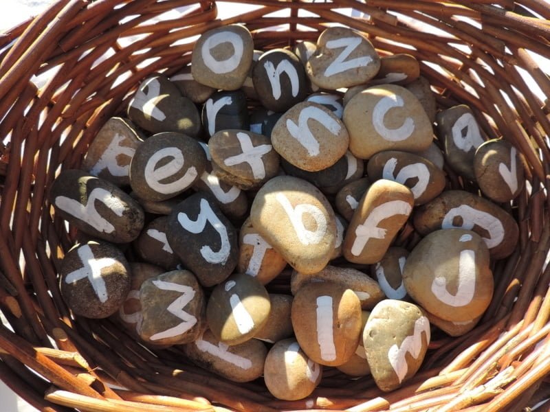Looking for a fun alternative to sight word flashcards? Make these easy letter stones, follow the activity ideas and get outside for a little play based learning instead!