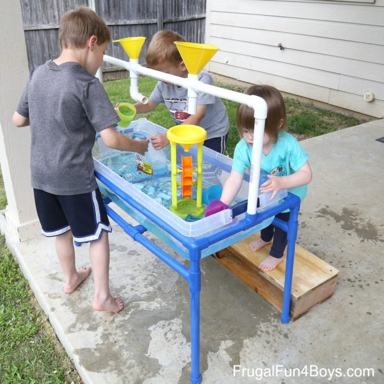 Save money and create your own sensory table for water and sand play with these 12 simple project ideas. Useful for both indoor and outdoor play!