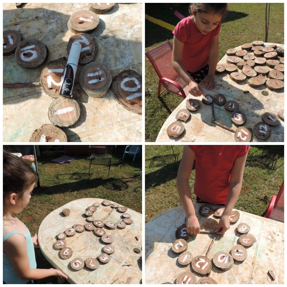 8 easy ideas to introduce play based learning activities into children's outdoor play using wooden cookies, nature and simple DIY resources. Fantastic ideas here for early childhood teachers, educators and homeschool!