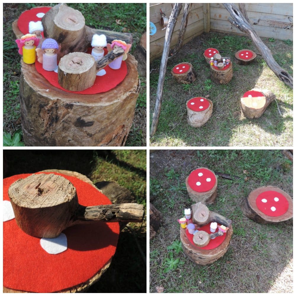 8 easy ideas to introduce play based learning activities into children's outdoor play using wooden cookies, nature and simple DIY resources. Fantastic ideas here for early childhood teachers, educators and homeschool!