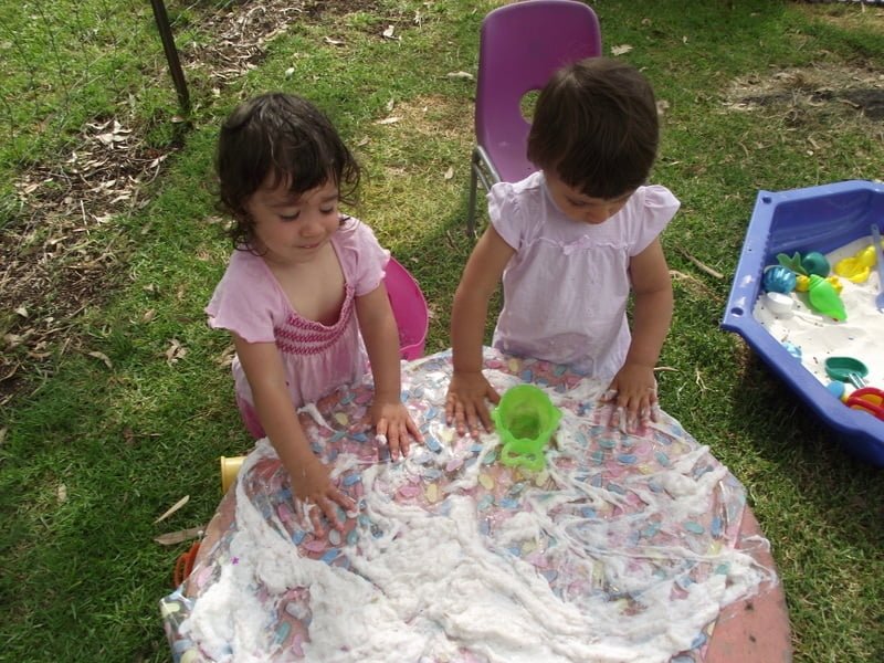 Follow this easy budget friendly recipe to make your own batch of soapy slime for sensory play. Safe for baby & toddler and a whole lot of messy fun!