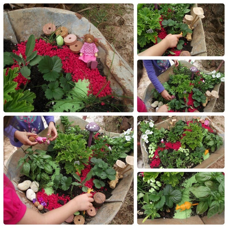 Create sensory small worlds and fairy gardens you can move all around the outdoor play space by upcycling old wheelbarrows. See how to make yours here!