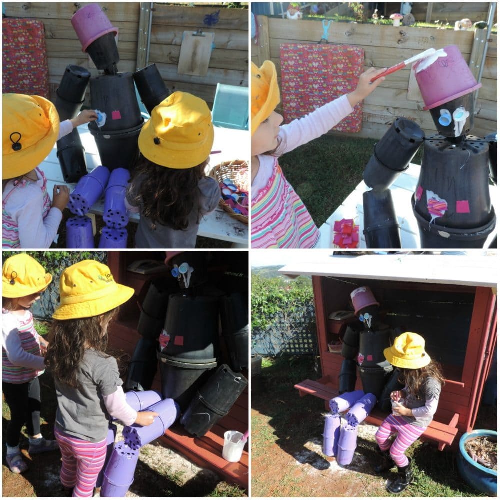 Don't throw out empty plant pots, turn them into a Pot Man Garden Scarecrow. A fun children's recycling project to try for families and early years educators -see how we made it!