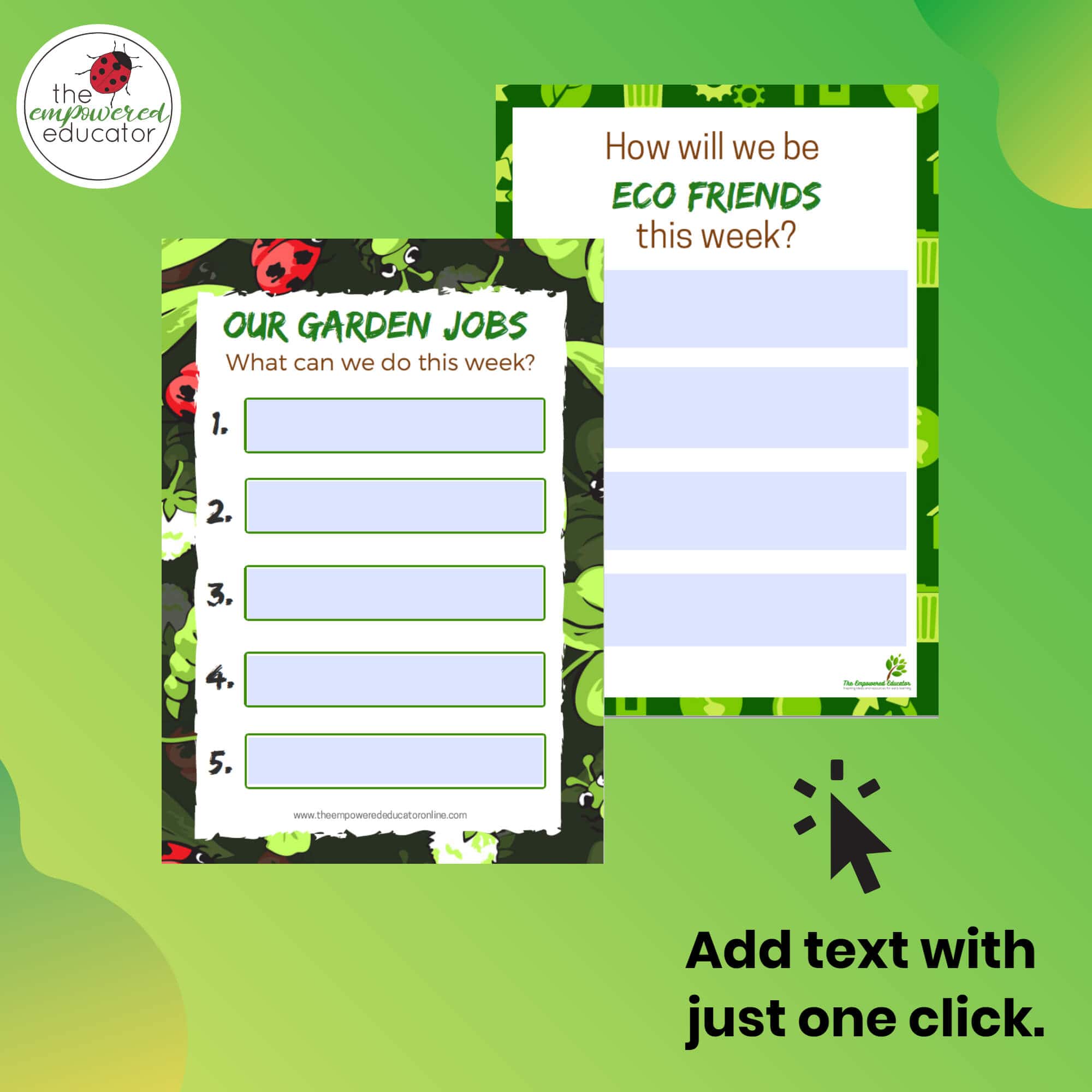 Eco Friends Printable Pack click to add text