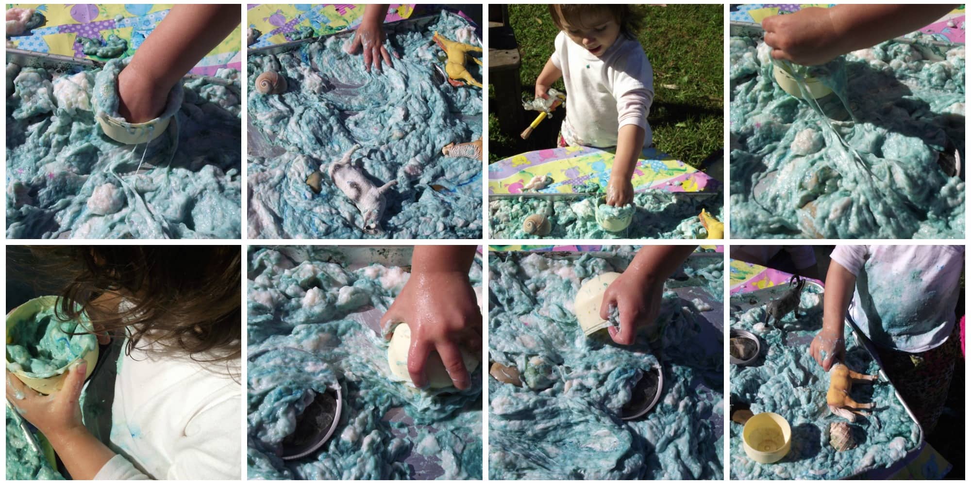 You don't need to source a big list of materials and follow complicated directions to make these non toxic Easy Slime Recipes. Safe to use with baby and toddler - no borax, starch or glue! Bonus E-Book with recipes and play ideas for parents and early childhood educators available to download free!