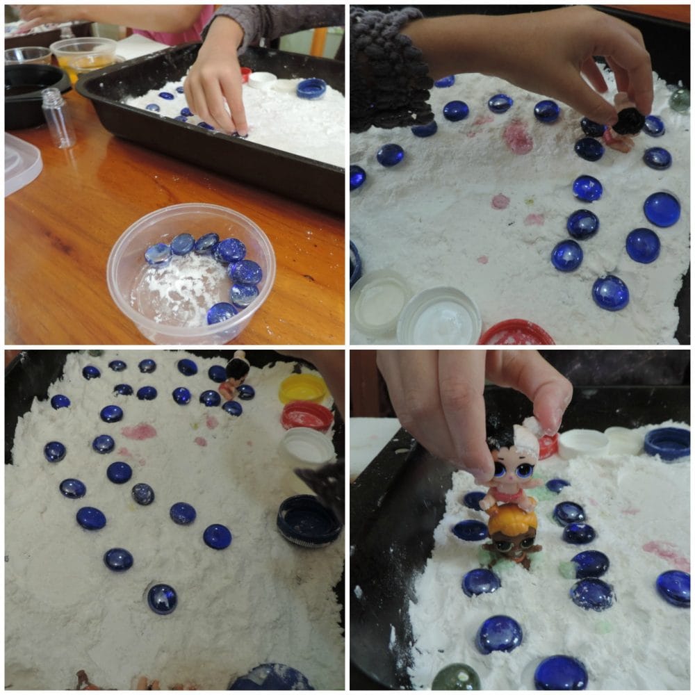 This easy sensory fine motor play activity encourages children to create their own small worlds that magically fizz!. Easy to set up with any open ended materials you have handy and a few other basic resources. Perfect for early childhood teachers, home daycare, educators, homeschool and playgroup activities.