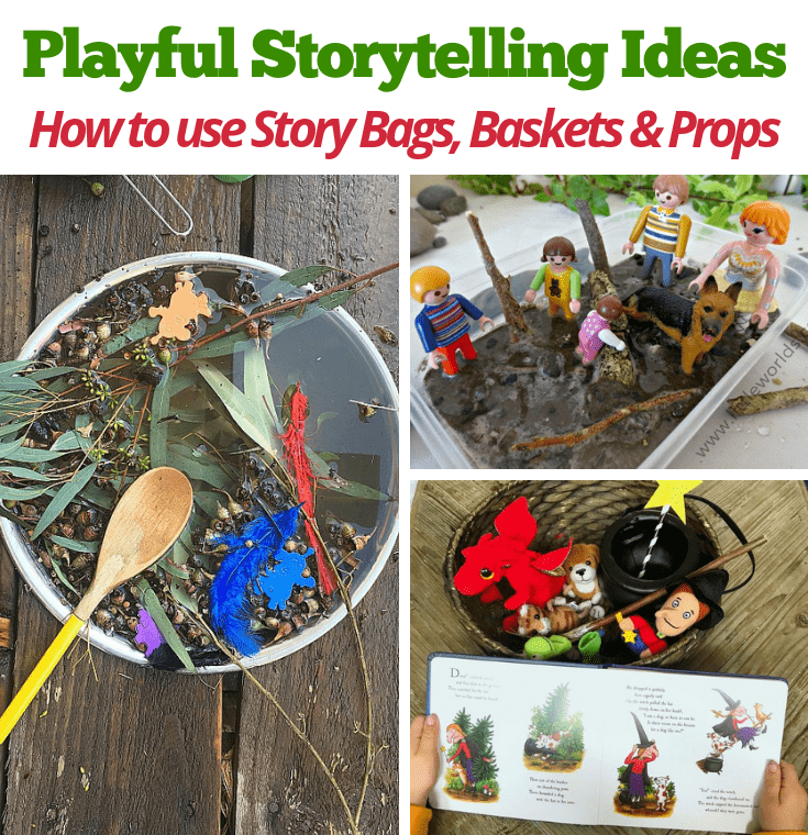 Find out how to make storytelling a more playful and interactive experience for children by setting up and using a story bag, basket or prop box . Lots of ideas for EYLF, early childhood educators, teachers and homeschool here!!