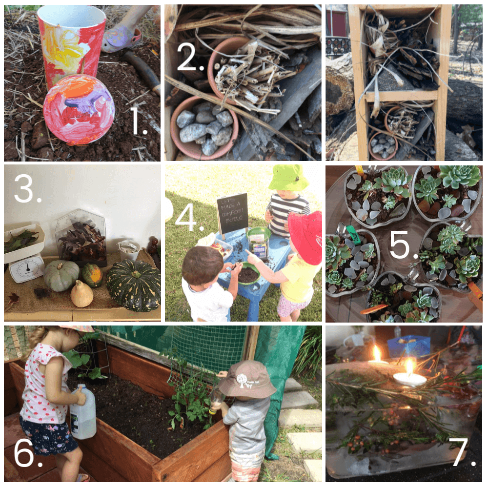 If you want to add more opportunities for nature play to your early learning environments, start with these simple ideas from educators!Parents, early childhood educators and teachers can browse through this huge collection of photo inspiration to encourage playful learning in early childhood environments. #teacherresources #natureplayideas #natureplayactivities #natureplayindoors  #preschool #natureplaybackyard #natureplaytoddlers