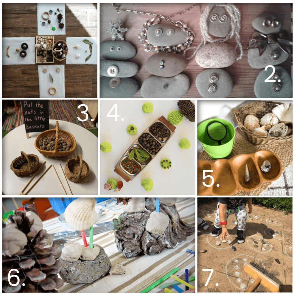 If you want to add more opportunities for nature play to your early learning environments, start with these simple ideas from educators!Parents, early childhood educators and teachers can browse through this huge collection of photo inspiration to encourage playful learning in early childhood environments. #teacherresources #natureplayideas #natureplayactivities #natureplayindoors #preschool #natureplaybackyard #natureplaytoddlers