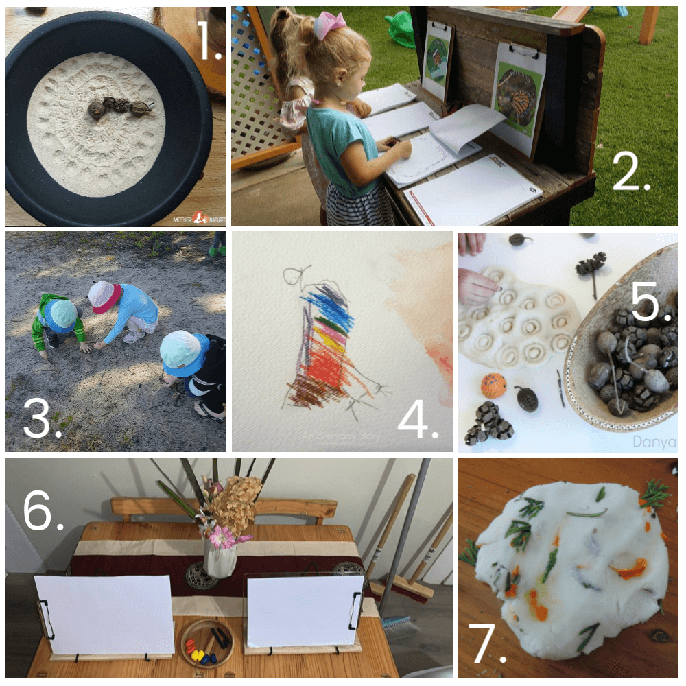 If you want to add more opportunities for nature play to your early learning environments, start with these simple ideas from educators!Parents, early childhood educators and teachers can browse through this huge collection of photo inspiration to encourage playful learning in early childhood environments. #teacherresources #natureplayideas #natureplayactivities #natureplayindoors #preschool #natureplaybackyard #natureplaytoddlers