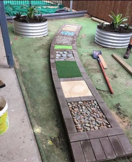 Sensory-Path-Michelle Provide playful sensory play experiences for younger children using this collection of easy DIY, budget friendly ideas from early childhood educators and parents around the world! Make your own sensory paths, walls and toys!