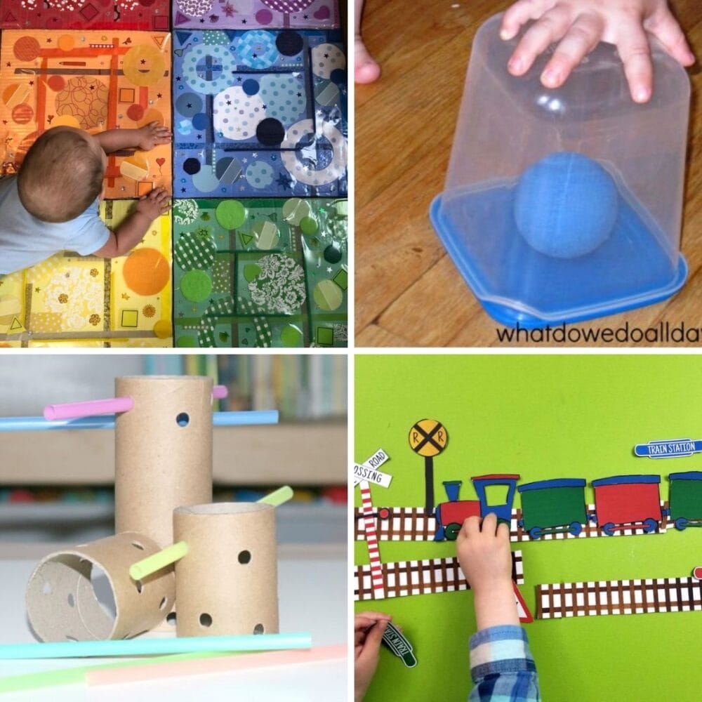 This collection of easy DIY toys for babies and toddlers will have you inspired as a parent or early years educator to save money & make your own!