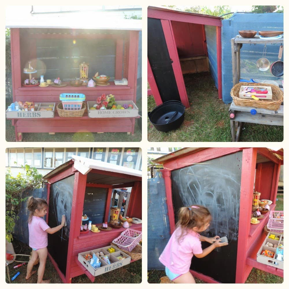 Add interest to the children's outdoor play areas with this inspiring educator compilation of simple mud kitchen and digging play spaces for children by The Empowered Educator.