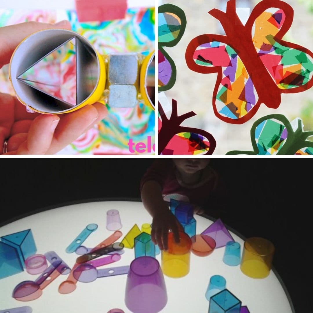 In this post I give educators a huge collection of playful learning activity ideas with colour, light, shadows and reflection - includes learning outcomes!