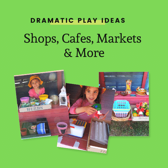 Inspiration for educators and homeschool with this collection of dramatic and imaginative play ideas to try