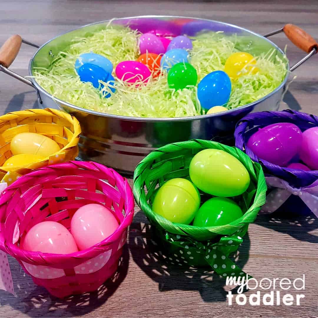 playful Easter activities for children - egg color sorting