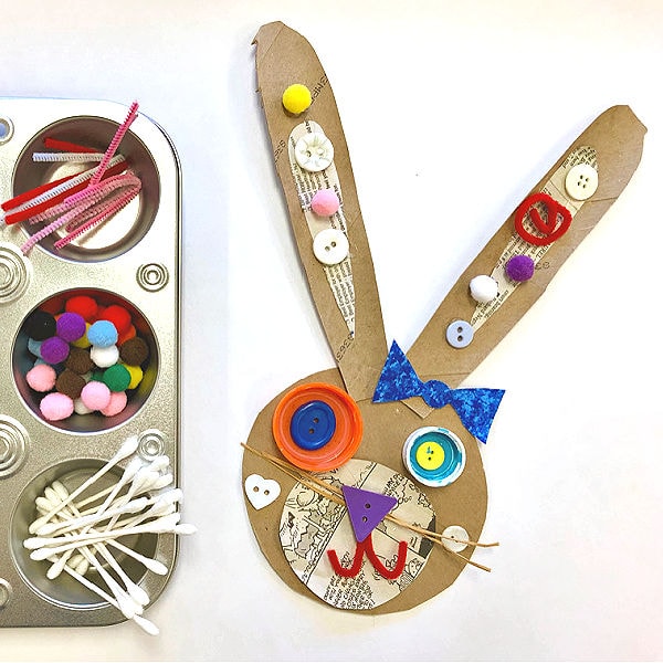 playful Easter activities for children - recycled bunny art for easter - play based easter ideas 