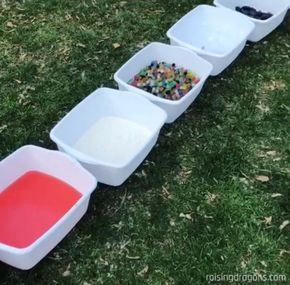 sensory walk using containers