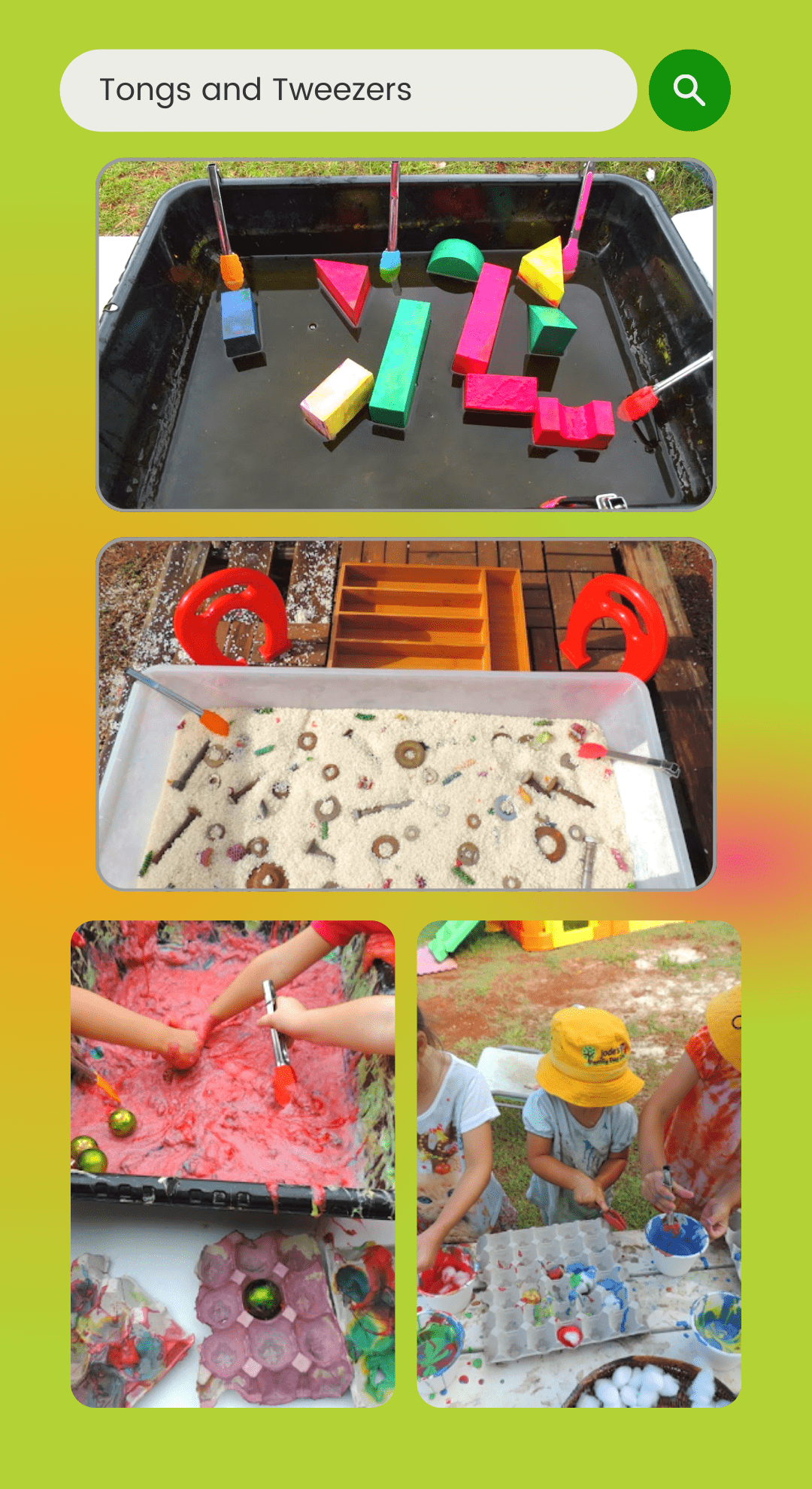 tongs and tweezers Activities Using Sensory Tools To Support Tactile Play