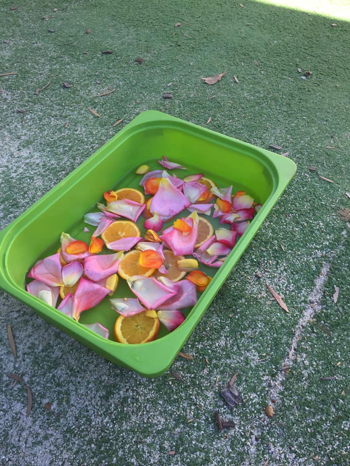 rose and orange sensory water tub outdoor activities and invitations play for children