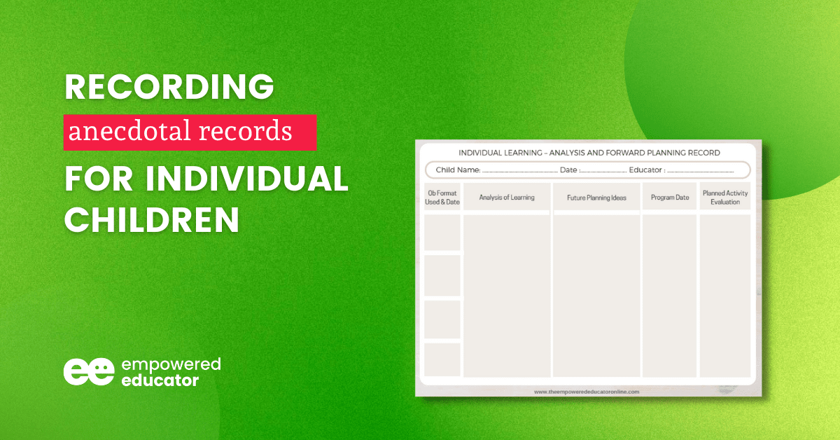 How to write child observations reflect and forward plan