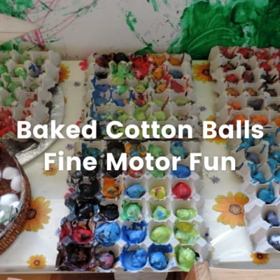 Fun Fine Motor Ideas with Baked Cotton Balls..