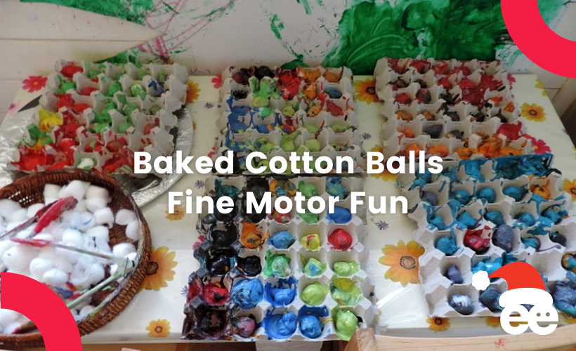 baked cotton balles fine motor fun - empowered educator