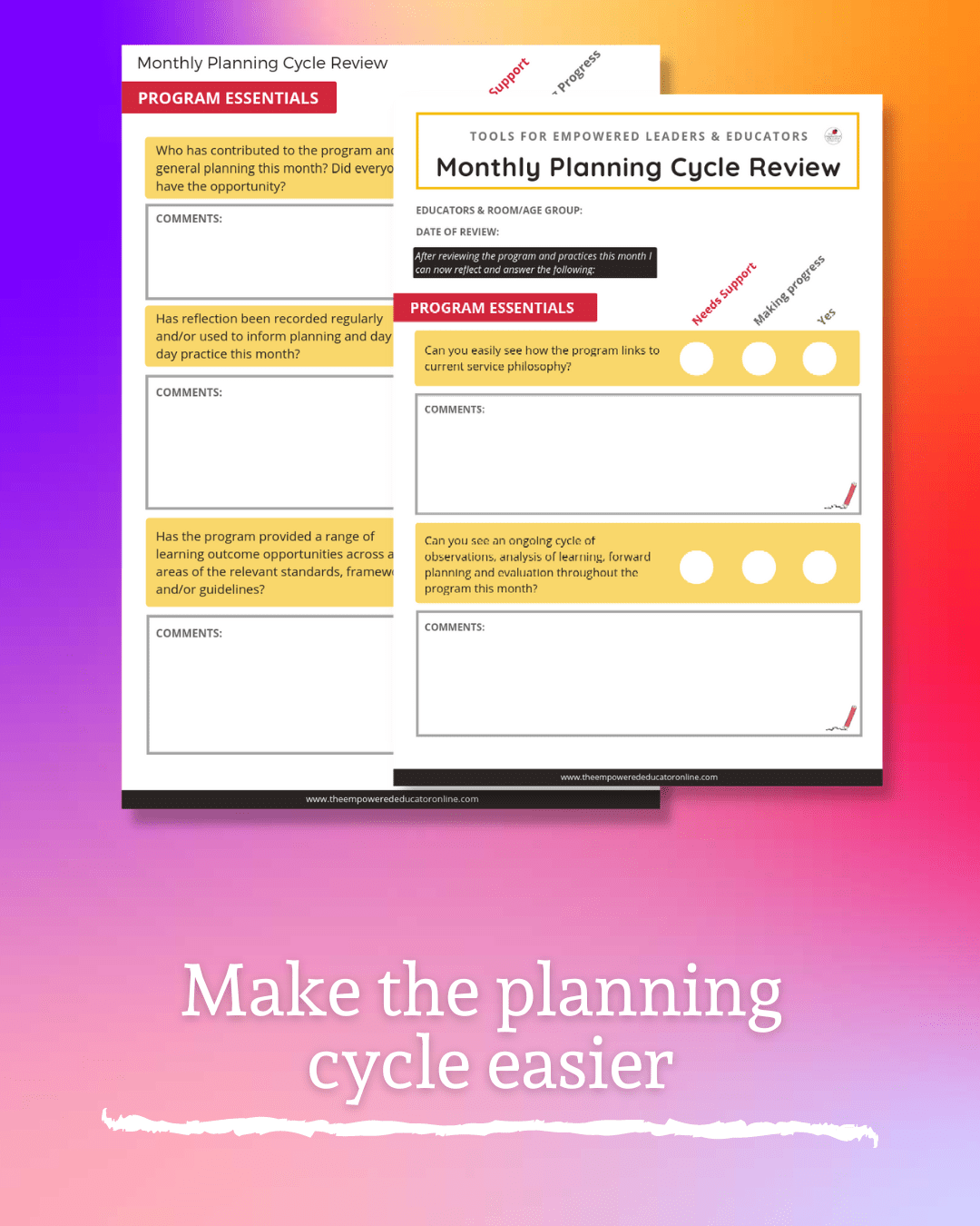 Make the planning cycle easier