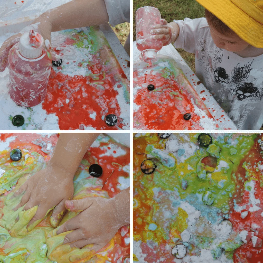coloured oobleck play activity